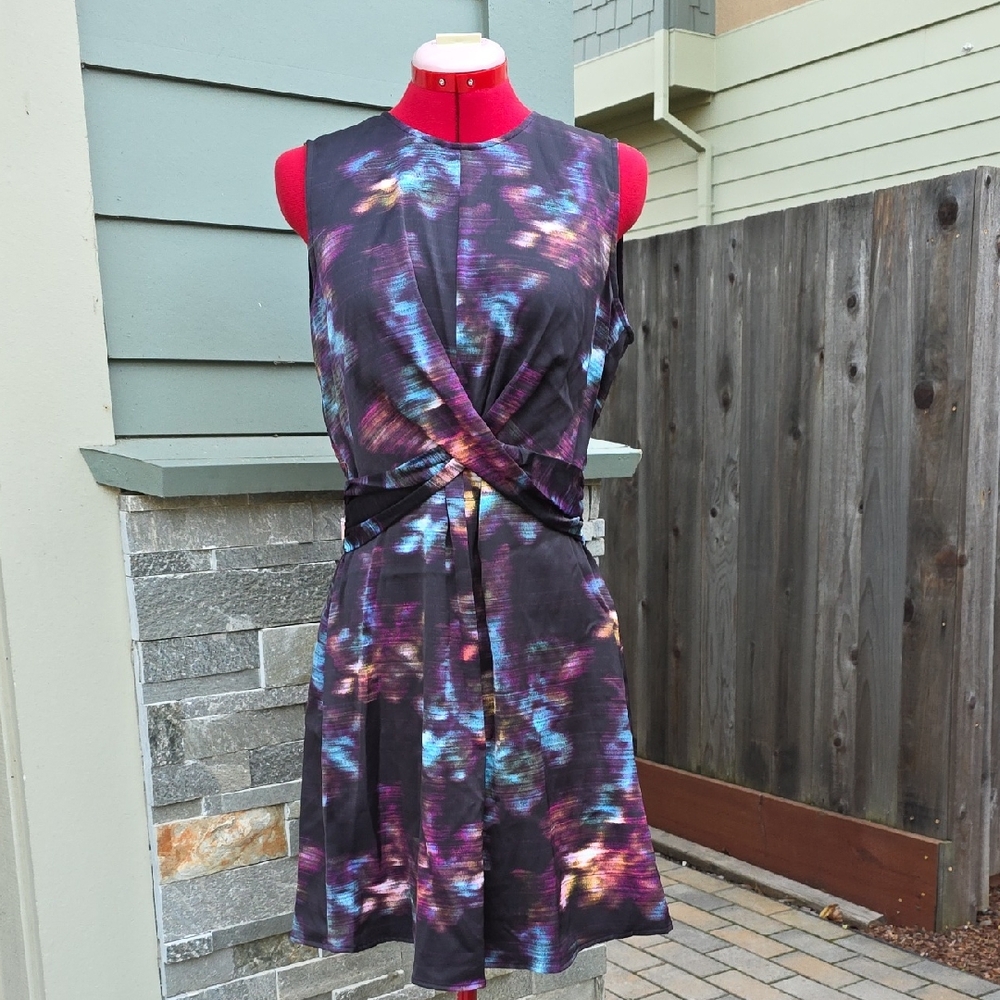 Kenneth Cole Black and Purple Mini Dress